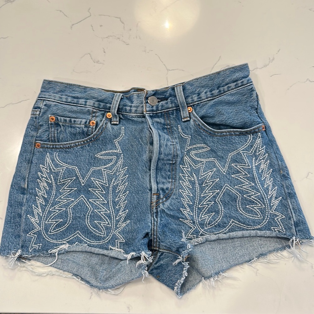 Levi’s 501 Cutoff Embroidered High Waist Shorts - Size 27
